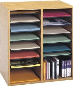 Safco Literature Org, Wood, Adjustable, 16, Oak