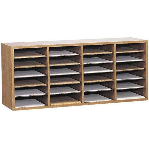 Safco Literature Org, Wood, Adjustable, 24, Oak