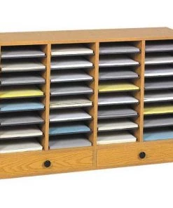 Safco Literature Org, Wood, Adjustable, 32, Oak