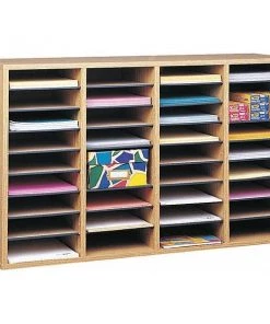 Safco Literature Org, Wood, Adjustable, 36, Oak