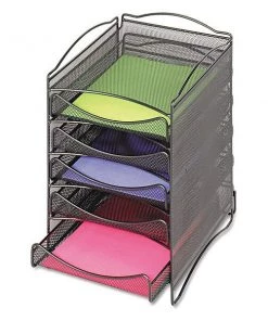 Safco Onyx Stackable Literature Organizer, Five