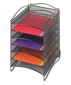 Safco Onyx Steel Mesh Lliterature Sorter, Six C