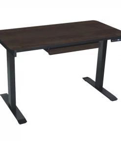 Motionwise Standing Desk, 24”x48", Adjust Height 28" to 48", Walnut Top, Black Frame