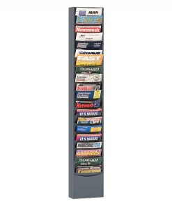Durham Mfg Pocket Literature Rack, 20 large pockets, gray