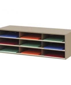 Durham Mfg Opening Horizontal Literature Rack, 9 openings, tan