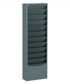 Durham Mfg Vertical Con-tur Literature Rack, 11 pockets, gray
