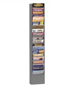Durham Mfg Vertical Con-tur Literature Rack, 20 pockets, gray