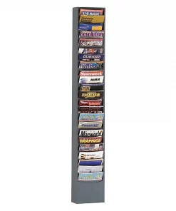 Durham Mfg Vertical Con-tur Literature Rack, 23 pockets, gray