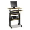 Safco Adjustable Desk, 29.5" W, 49" H, Cherry/Black, PVC; Steel