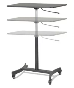 Victor Adjustable Desk, 22" D, 30-3/4" W, 29" to 44" H, Black, PVC and Wood