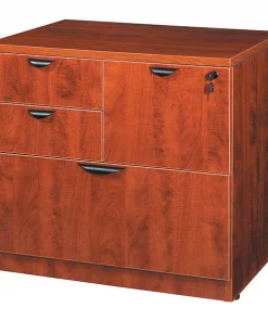 Boss 31" W 4 Drawer Combo File Cabinet, Cherry, Letter/Legal