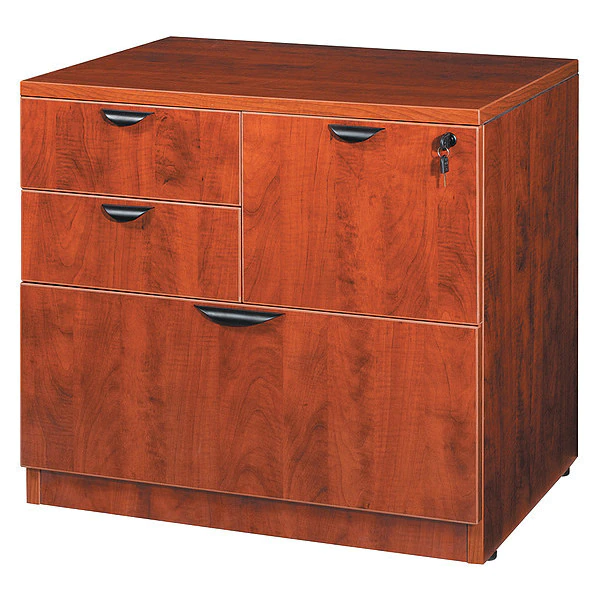 Boss 31" W 4 Drawer Combo File Cabinet, Cherry, Letter/Legal