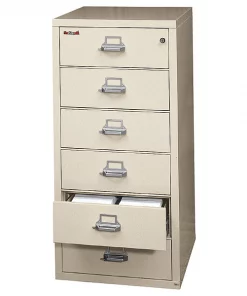 Fireking 25-5/16" W 6 Drawer Card Check Note File Cabinet, Black