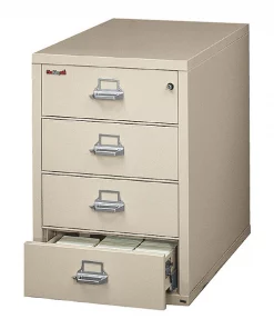 Fireking 25-5/16" W 4 Drawer Card Check Note File Cabinet, Black