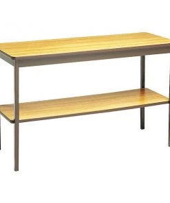 Barricks. Rectangle Utility Table, 48" X 18" X 30", Oak/Brown Top, Woodgrain Laminate