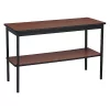 Barricks. Rectangle Utility Table, 48" X 18" X 30", Walnut/Black Top, Woodgrain Laminate