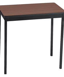 Barricks. Rectangle Utility Table, 30" X 18" X 30", Walnut/Black Top, Woodgrain Laminate