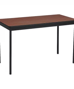 Barricks. Rectangle Utility Table, 48" X 24" X 30", Walnut/Black Top, Woodgrain Laminate
