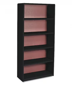 Safco Value Mate Metal Bookcase, Five-Shelf, 31-3/4w x 13-1/2d x 67h, Black
