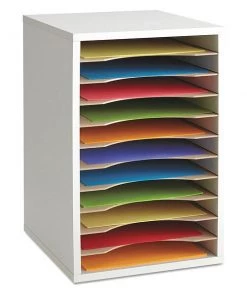 Safco Wood Vertical Desktop Lit Sorter, 11 Sect