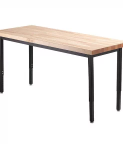 National Public Seating Rectangle Utility Table, Height Adjustable, 24" x 4, 24" X 48" X 22.25-37.25", Maple