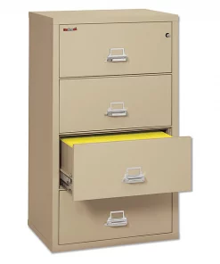 Fireking 31-3/16" W 4 Drawer File Cabinet, Parchment, Legal/Letter