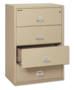 Fireking 37-1/2" W 4 Drawer File Cabinet, Parchment, Legal/Letter