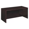 Hon Pedestal Desk, 66" W, 29.5" H, Mahogany, Woodgrain Laminate