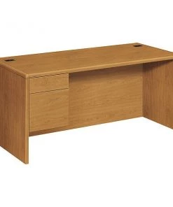 Hon Pedestal Desk, 66" W, 29.5" H, Harvest, Woodgrain Laminate