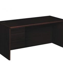 Hon Pedestal Desk, 66" W, 29.5" H, Mahogany, Woodgrain Laminate