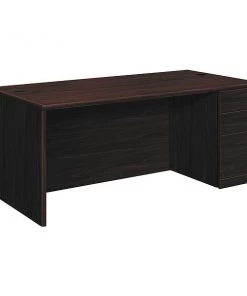 Hon Pedestal Desk, 72" W, 29.5" H, Mahogany, Woodgrain Laminate