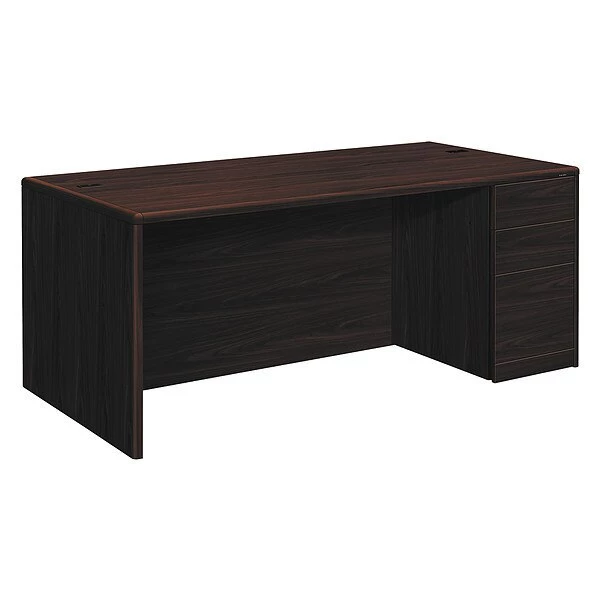 Hon Pedestal Desk, 72" W, 29.5" H, Mahogany, Woodgrain Laminate