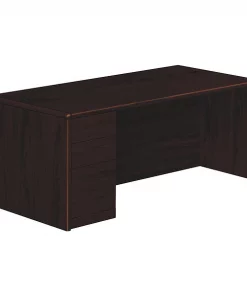 Hon Pedestal Desk, 72" W, 29.5" H, Mahogany, Woodgrain Laminate