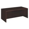 Hon Pedestal Desk, 72" W, 29.5" H, Mahogany, Woodgrain Laminate