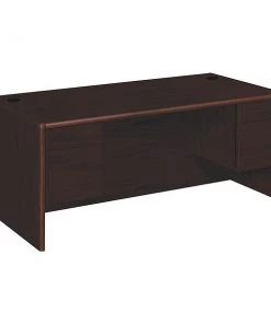 Hon Pedestal Desk, 72" W, 29.5" H, Mahogany, Woodgrain Laminate