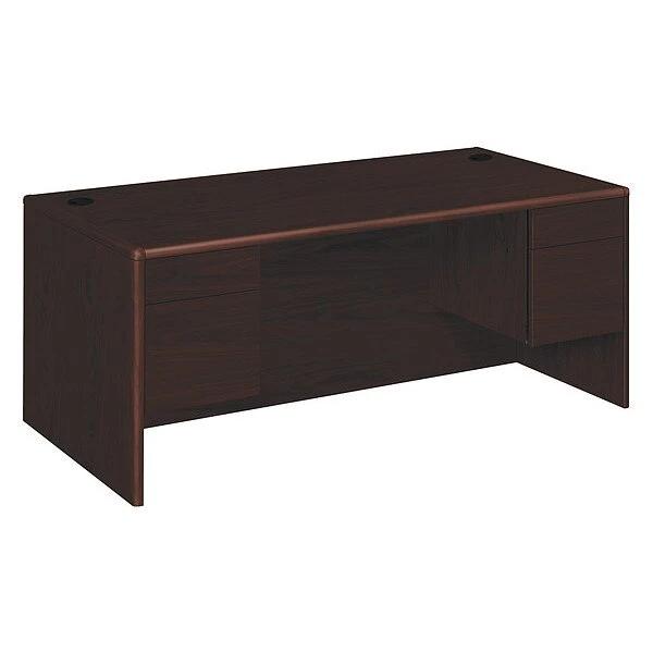 Hon Pedestal Desk, 72" W, 29.5" H, Mahogany, Woodgrain Laminate