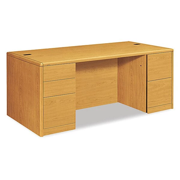 Hon Pedestal Desk, 72" W, 29.5" H, Harvest, Woodgrain Laminate