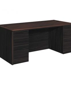 Hon Pedestal Desk, 72" W, 29.5" H, Mahogany, Woodgrain Laminate