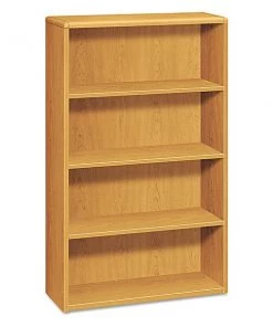 Hon Wood Bookcase, Four Shelf, 36w x 13 1/8d x 57 1/8h, Harvest