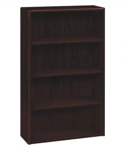 Hon Wood Bookcase, Four Shelf, 36w x 13 1/8d x 57 1/8h, Mahogany
