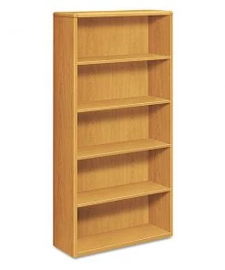 Hon Wood Bookcase, Five Shelf, 36w x 13 1/8d x 71h, Harvest