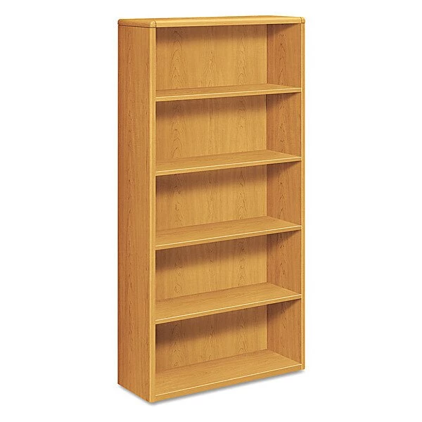 Hon Wood Bookcase, Five Shelf, 36w x 13 1/8d x 71h, Harvest
