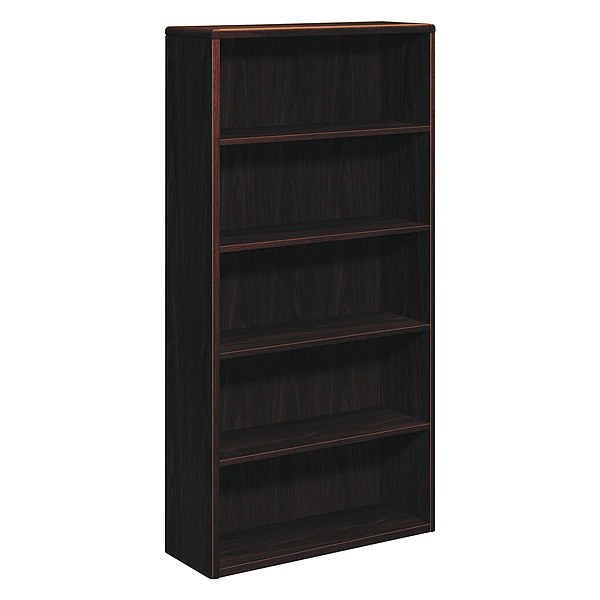 Hon Wood Bookcase, Five Shelf, 36w x 13 1/8d x 71h, Mahogany