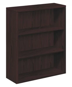 Hon Laminate Bookcase, 3-Shelf, 36w x 13-1/8d x 43-3/8h, Mahogany