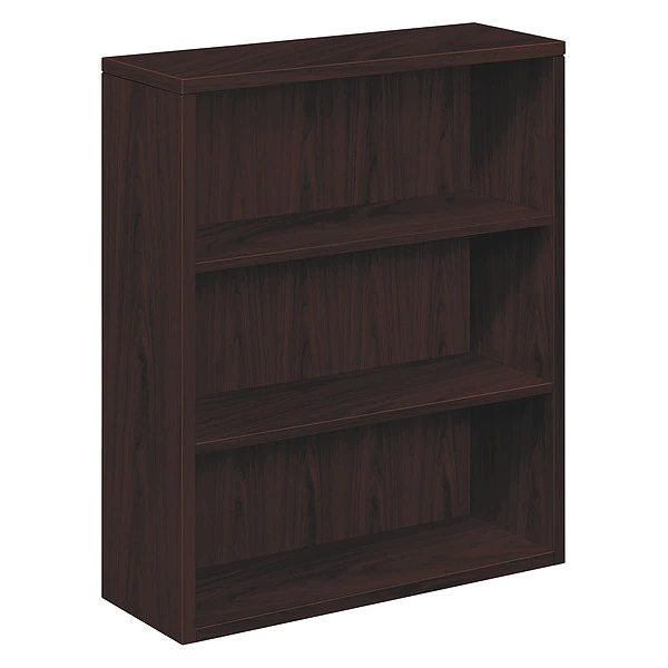 Hon Laminate Bookcase, 3-Shelf, 36w x 13-1/8d x 43-3/8h, Mahogany