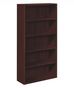 Hon Laminate Bookcase, Five-Shelf, 36w x 13-1/8d x 71h, Mahogany