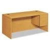 Hon Pedestal Desk, 66" W, 29.5" H, Harvest, Woodgrain Laminate