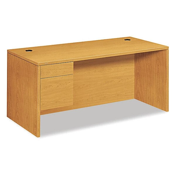 Hon Pedestal Desk, 66" W, 29.5" H, Harvest, Woodgrain Laminate