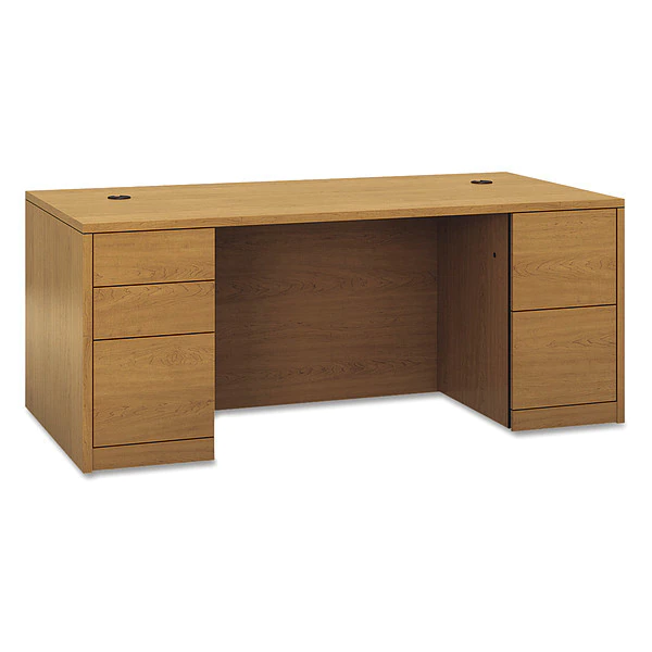 Hon Pedestal Desk, 72" W, 29.5" H, Harvest, Woodgrain Laminate