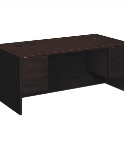 Hon Pedestal Desk, 72" W, 29.5" H, Mahogany, Woodgrain Laminate
